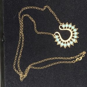 Premier Designs Bohemian teal, and antique gold necklace